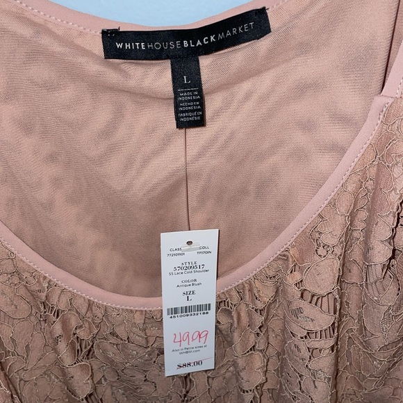 White House Black Market Pink Lace Cold Shoulder Blouse NWT - Picture 5 of 6
